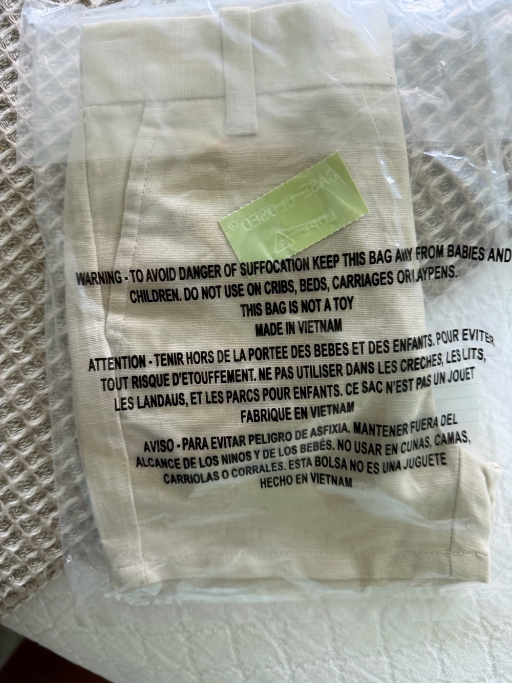 Jamie and Jack 6 to 12 month boys cream colored shorts new with tag